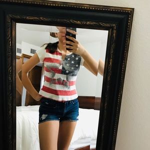 AMERICAN FLAG AND SILVER STAR XHILARATION TOP